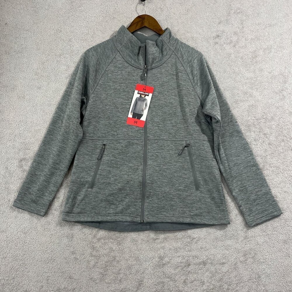 NEW Kirkland Women's M Signature Ladies Fleece Full Zip Jacket/ Sweatshirt Gray